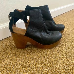 Free People wooden clogs with black leather upper in size 40 (European).